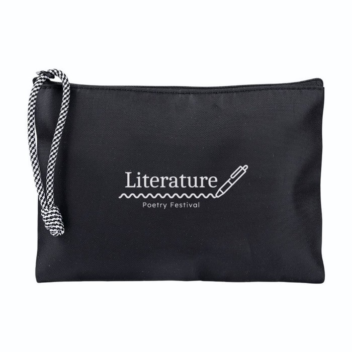 Neceser de nylon con cordón bicolor en la tirador 240 g/m2 color negro tercera vista