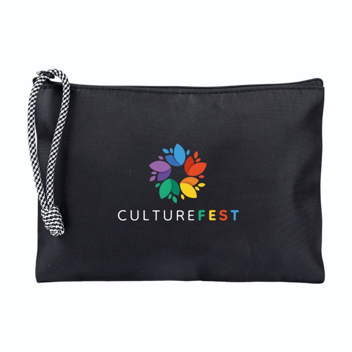 Neceser de nylon con cordón bicolor en la tirador 240 g/m2 color negro cuarta vista