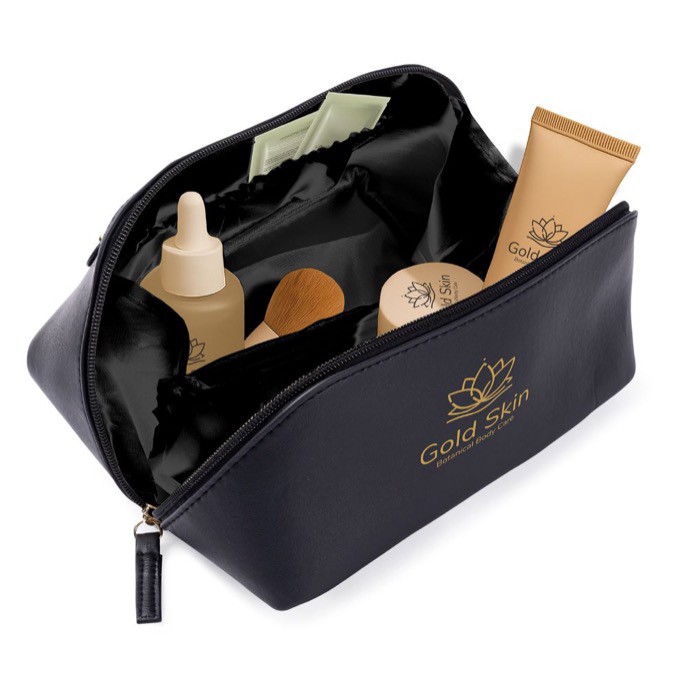 Neceser de viaje hecho de PU con un acabado suave 400 g/m2 color negro cuarta vista