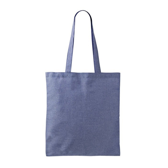 Bolsa tote de algodón y poliéster con asas largas 120 g/m2 color azul primera vista