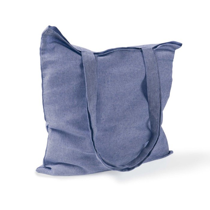 Bolsa tote de algodón y poliéster con asas largas 120 g/m2 color azul tercera vista