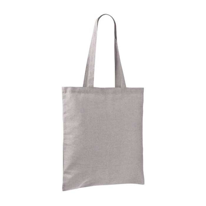 Bolsa tote de algodón y poliéster con asas largas 120 g/m2 color gris segunda vista