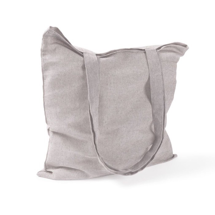Bolsa tote de algodón y poliéster con asas largas 120 g/m2 color gris tercera vista