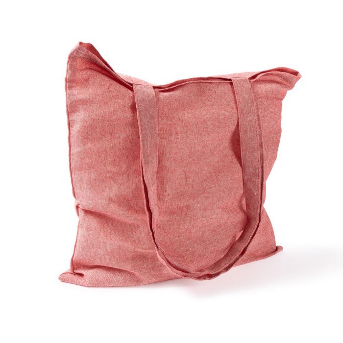 Bolsa tote de algodón y poliéster con asas largas 120 g/m2 color rojo segunda vista