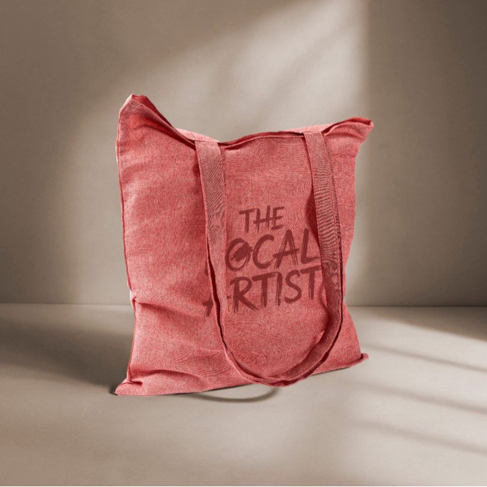 Bolsa tote de algodón y poliéster con asas largas 120 g/m2 color rojo tercera vista