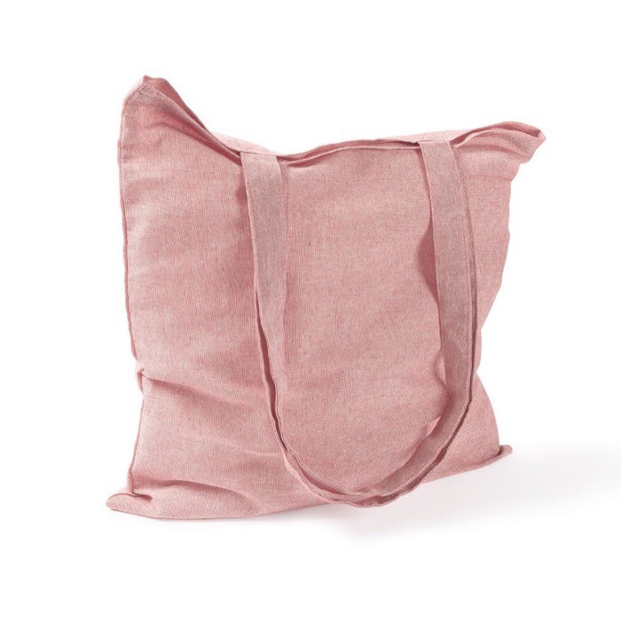 Bolsa tote de algodón y poliéster con asas largas 120 g/m2 color rosa segunda vista