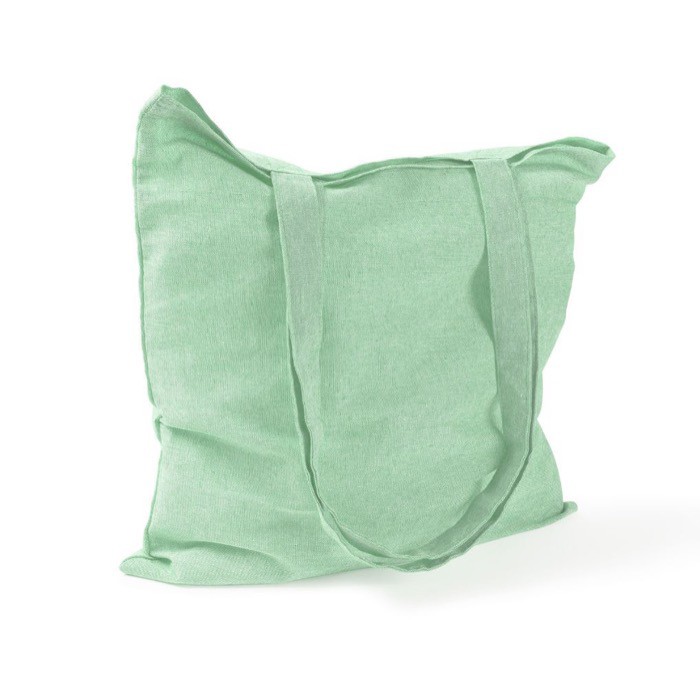 Bolsa tote de algodón y poliéster con asas largas 120 g/m2 color verde claro segunda vista