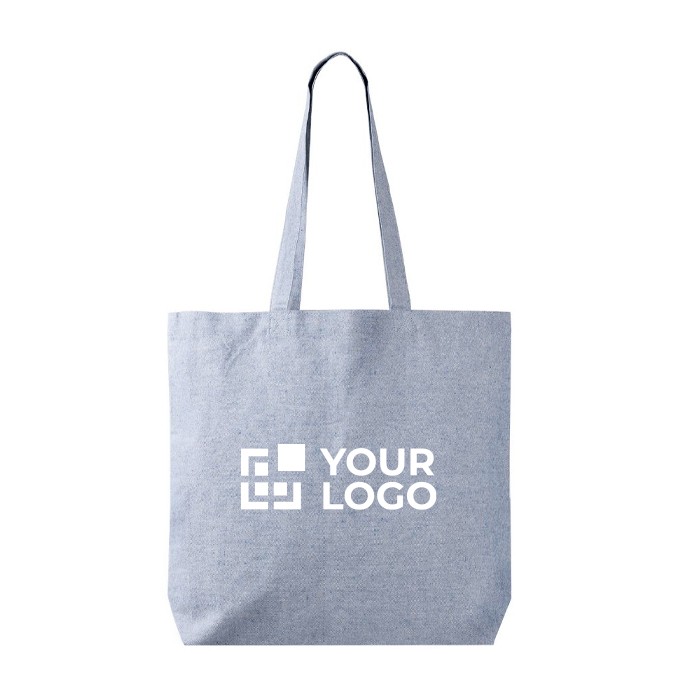 Bolsa tote de algodón y poliéster con asas largas 220 g/m2 color azul vista principal