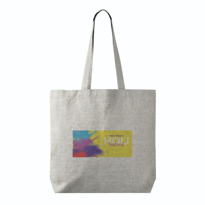 Bolsa tote de algodón y poliéster con asas largas 220 g/m2 color gris vista detalle 4