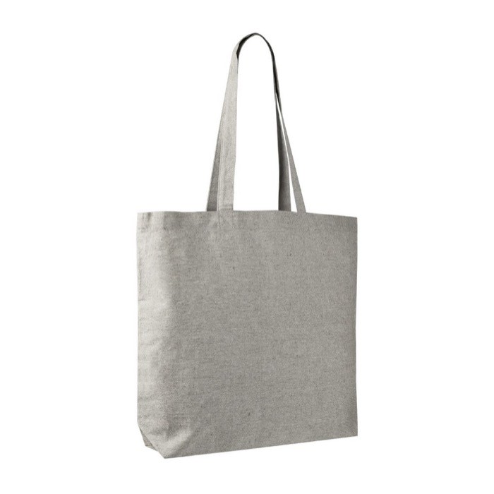 Bolsa tote de algodón y poliéster con asas largas 220 g/m2 color gris segunda vista