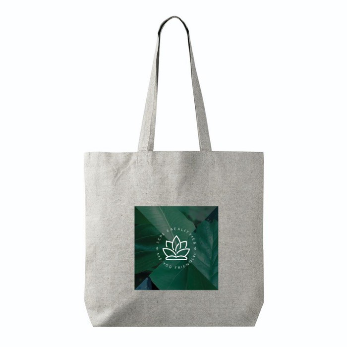 Bolsa tote de algodón y poliéster con asas largas 220 g/m2 color gris quinta vista