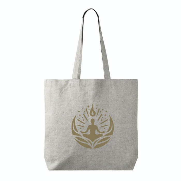 Bolsa tote de algodón y poliéster con asas largas 220 g/m2 color gris vista detalle