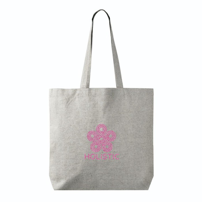 Bolsa tote de algodón y poliéster con asas largas 220 g/m2 color gris vista detalle 3