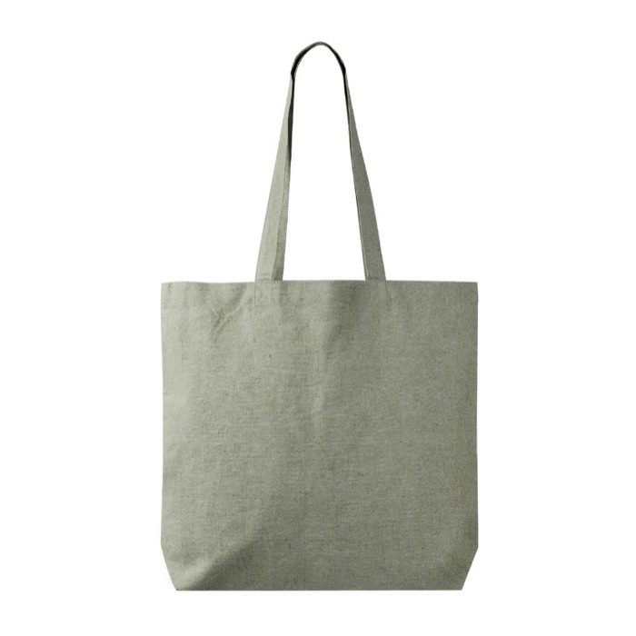 Bolsa tote de algodón y poliéster con asas largas 220 g/m2 color verde oscuro primera vista