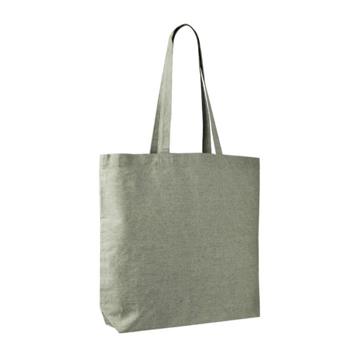 Bolsa tote de algodón y poliéster con asas largas 220 g/m2 color verde oscuro segunda vista