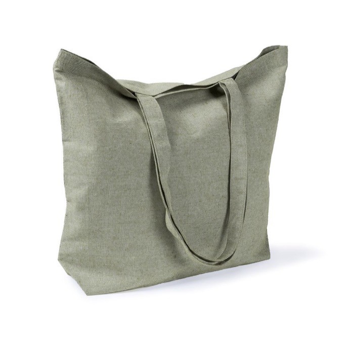Bolsa tote de algodón y poliéster con asas largas 220 g/m2 color verde oscuro tercera vista