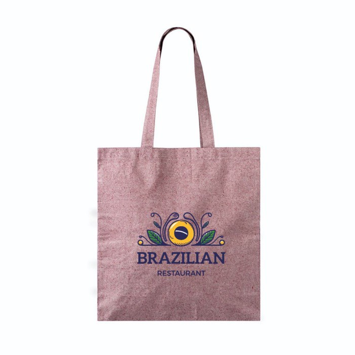 Bolsa tote de algodón y poliéster amplia con acabado jaspeado 240/m2 color burdeos vista detalle 2