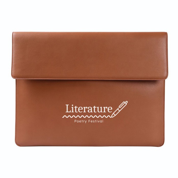 Elegante porta documentos hecho de cuero sintético personalizable color marrón sexta vista