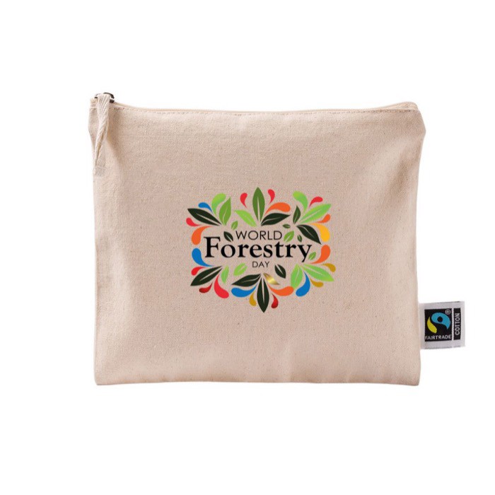 Neceser plano de algodón Fairtrade con tirador a juego 220 g/m2 color natural vista detalle 4