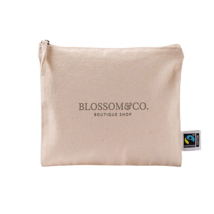 Neceser plano de algodón Fairtrade con tirador a juego 220 g/m2 color natural vista detalle 5