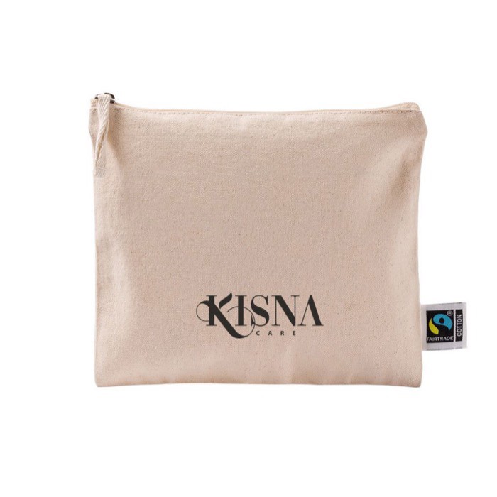 Neceser plano de algodón Fairtrade con tirador a juego 220 g/m2 color natural quinta vista