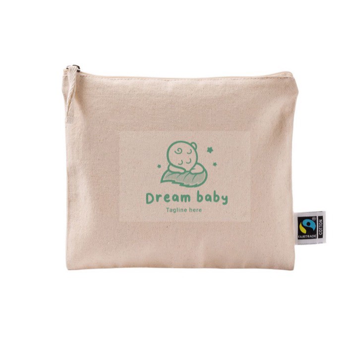 Neceser plano de algodón Fairtrade con tirador a juego 220 g/m2 color natural sexta vista