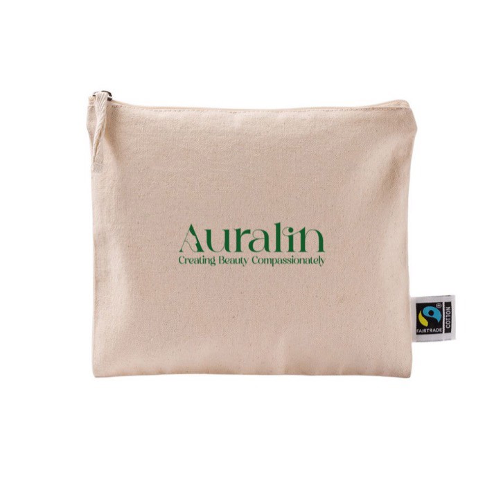 Neceser plano de algodón Fairtrade con tirador a juego 220 g/m2 color natural vista detalle