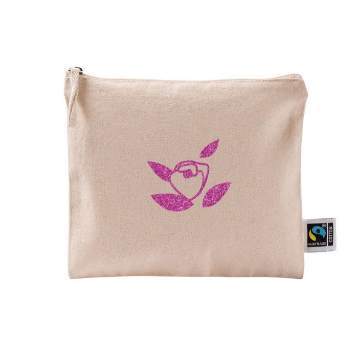 Neceser plano de algodón Fairtrade con tirador a juego 220 g/m2 color natural vista detalle 2