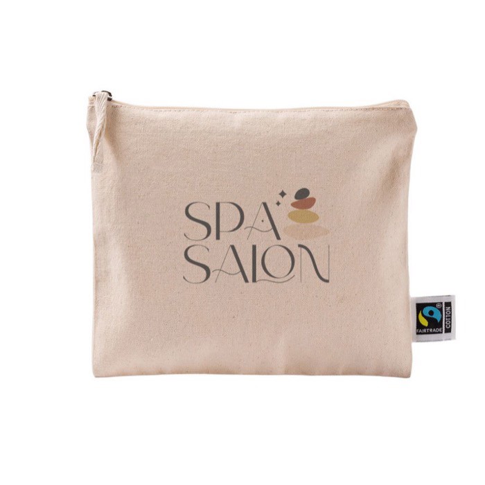 Neceser plano de algodón Fairtrade con tirador a juego 220 g/m2 color natural vista detalle 3