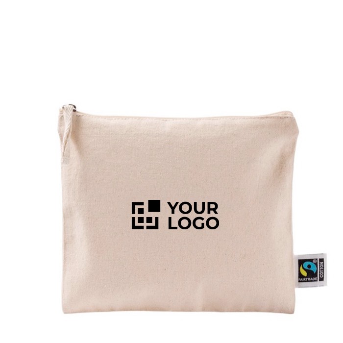 Neceser plano de algodón Fairtrade con tirador a juego 220 g/m2 color natural vista principal
