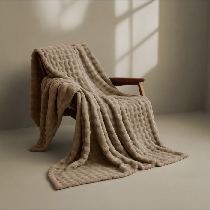 Manta grande de poliéster de tacto suave para personalizar color beige sexta vista