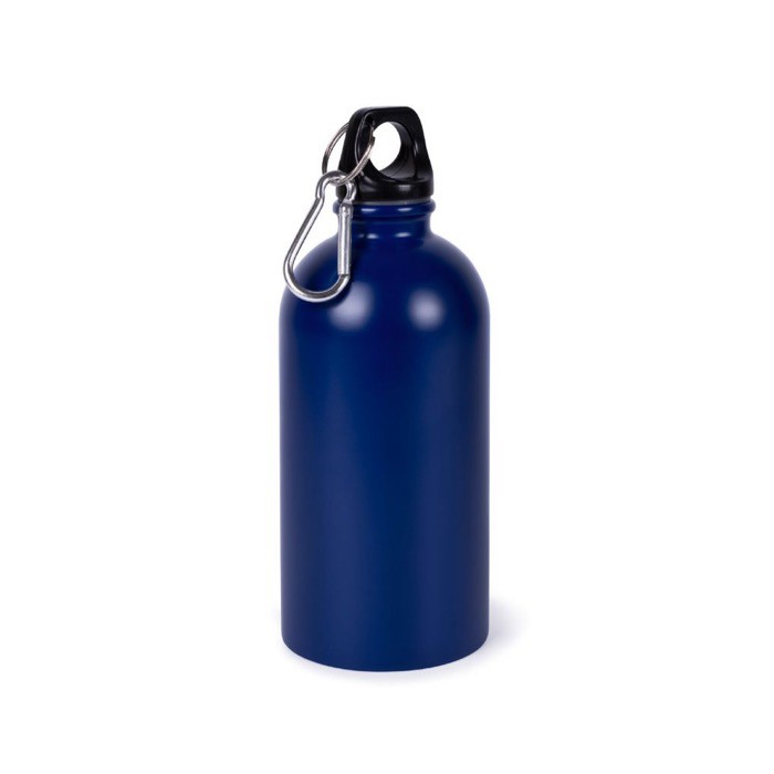 Botella de acero inoxidable reciclado y mosquetón plateado 500ml color azul segunda vista