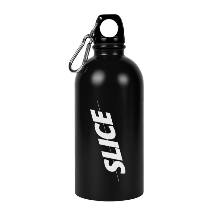 Botella de acero inoxidable reciclado y mosquetón plateado 500ml color negro quinta vista