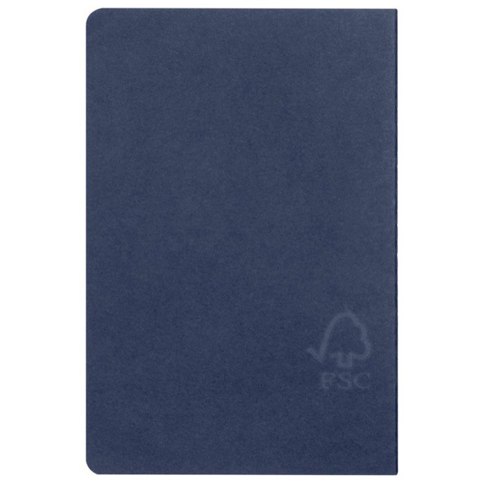Libretas con hojas color crema y papel FSC a cuadros A5 color azul tercera vista Libretas con hojas color crema y papel FSC a cuadros A5 color azul tercera vista
