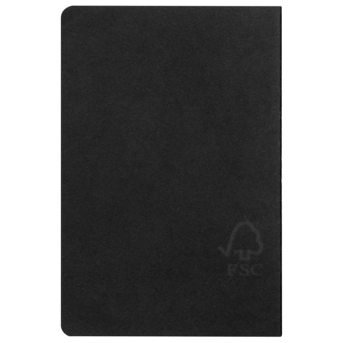 Libretas con hojas color crema y papel FSC a cuadros A5 color negro tercera vista Libretas con hojas color crema y papel FSC a cuadros A5 color negro tercera vista