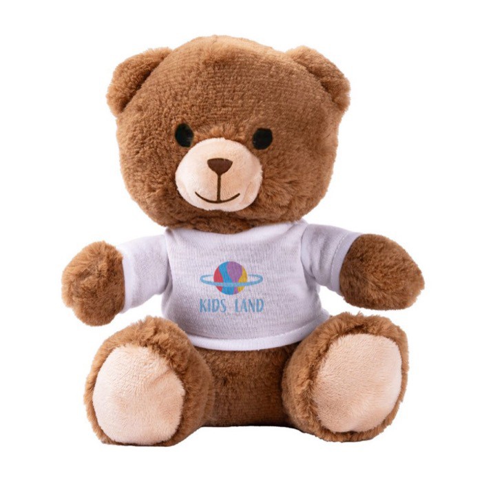 Pequeño oso de peluche con camiseta blanca para personalizar color natural cuarta vista