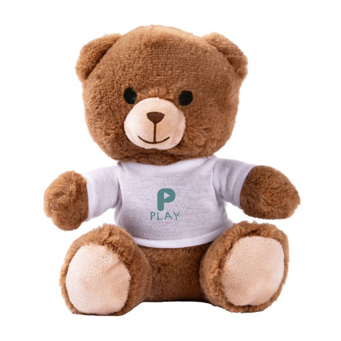 Pequeño oso de peluche con camiseta blanca para personalizar color natural quinta vista