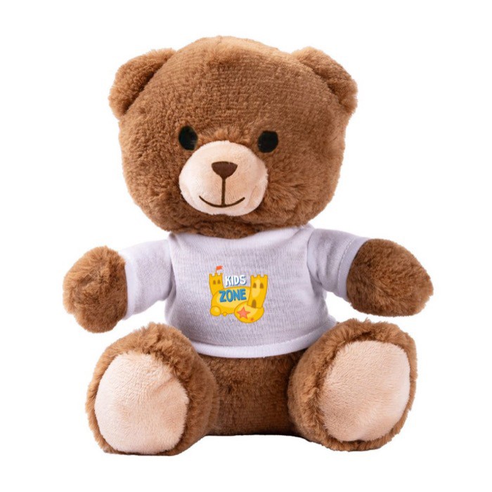 Pequeño oso de peluche con camiseta blanca para personalizar color natural sexta vista