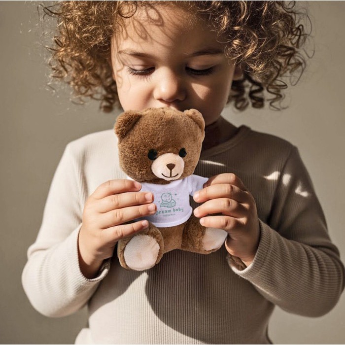 Pequeño oso de peluche con camiseta blanca para personalizar color natural vista detalle