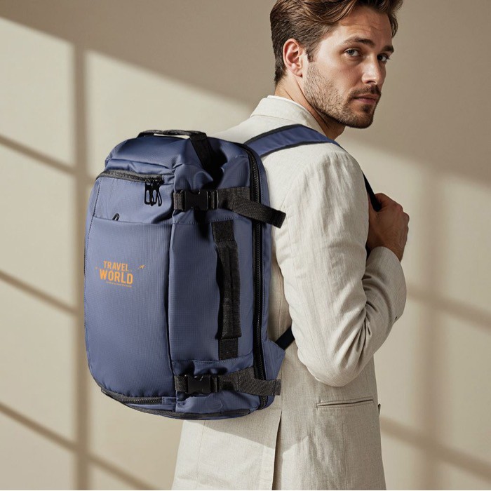 Mochila para portátil de poliéster apta para llevar en trolley 15'' color azul sexta vista