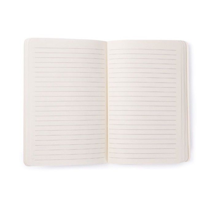 Libreta de cuero sintético con hojas color crema a rayas A5 color azul marino cuarta vista Libreta de cuero sintético con hojas color crema a rayas A5 color azul marino cuarta vista