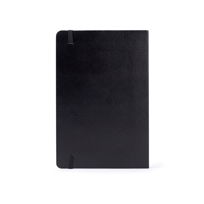 Libreta de cuero sintético con hojas color crema a rayas A5 color negro tercera vista Libreta de cuero sintético con hojas color crema a rayas A5 color negro tercera vista
