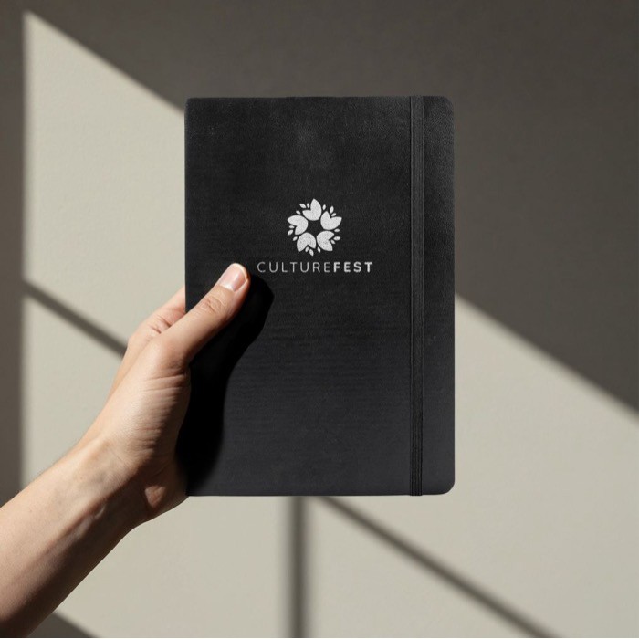 Libreta de cuero sintético con hojas color crema a rayas A5 color negro sexta vista Libreta de cuero sintético con hojas color crema a rayas A5 color negro sexta vista