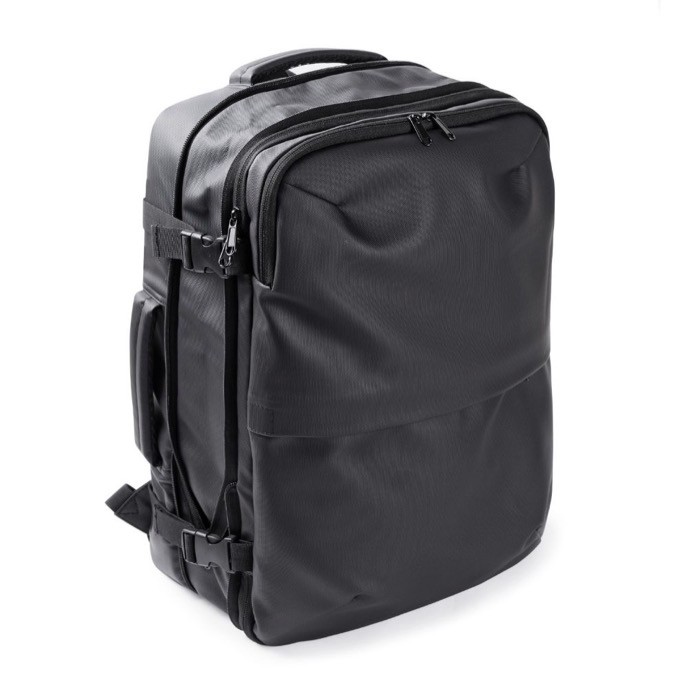 Mochila de cuero sintético para viajes con función expandible 30L color negro segunda vista