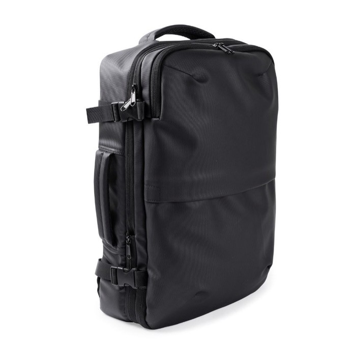 Mochila de cuero sintético para viajes con función expandible 30L color negro tercera vista