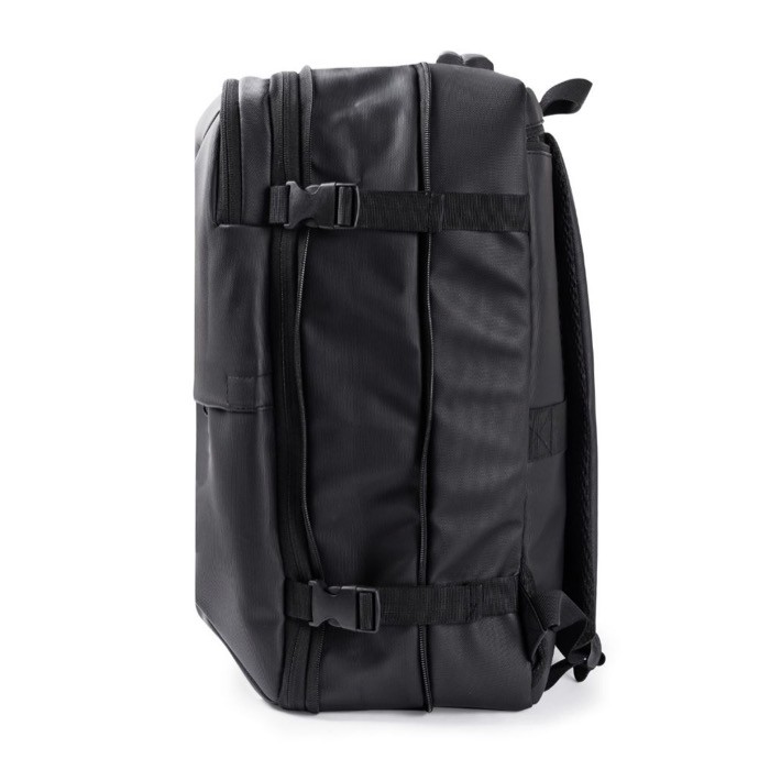Mochila de cuero sintético para viajes con función expandible 30L color negro quinta vista