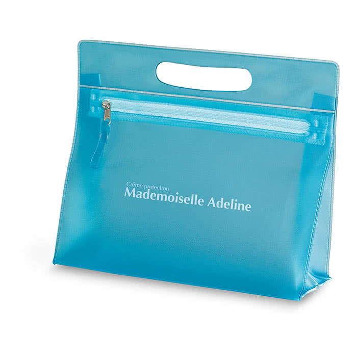 Neceser de merchandising publicitario color Azul cuarta vista con logo Neceser de merchandising publicitario color Azul cuarta vista con logo