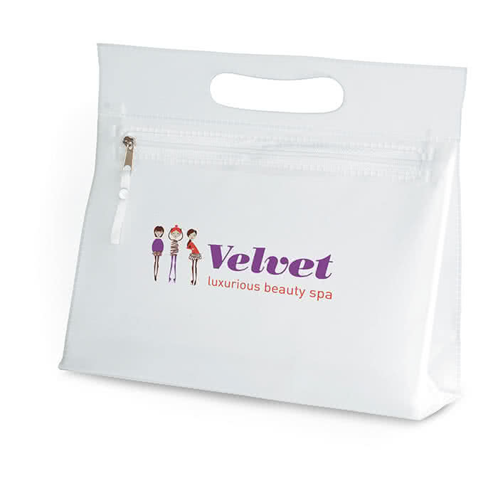 Neceser de merchandising publicitario color Transparente cuarta vista con logo Neceser de merchandising publicitario color Transparente cuarta vista con logo