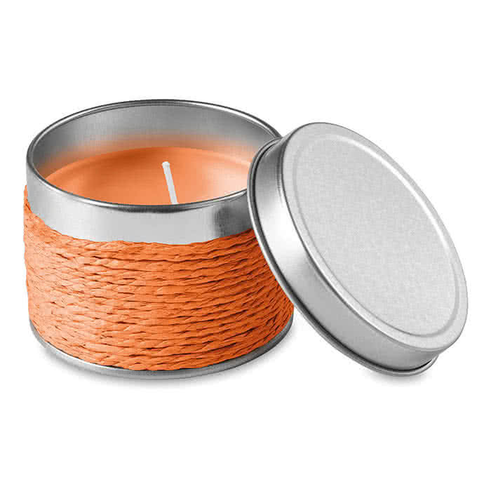 Velas aromáticas en caja de latón color Naranja