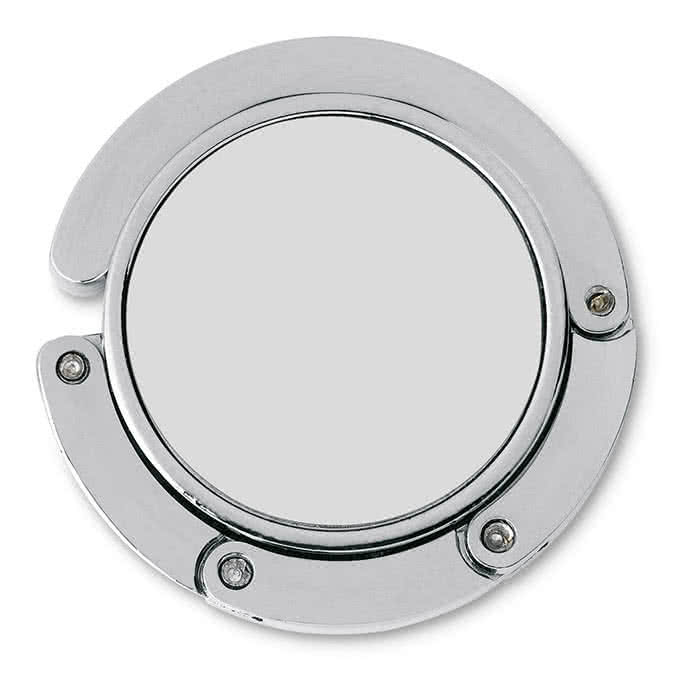 Cuelgabolsos personalizado para publicidad color Plateado